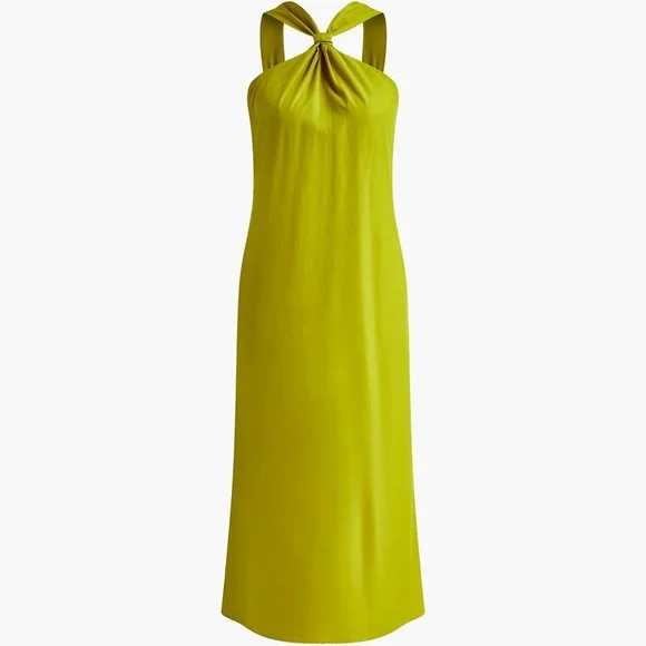 Elegant Cross Halter Mustard Women’s Dress Small - Picture 2 of 5